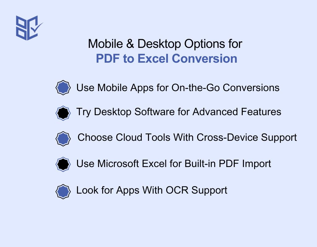 mobile & Desktop Options for PDF to Excel Conversion
